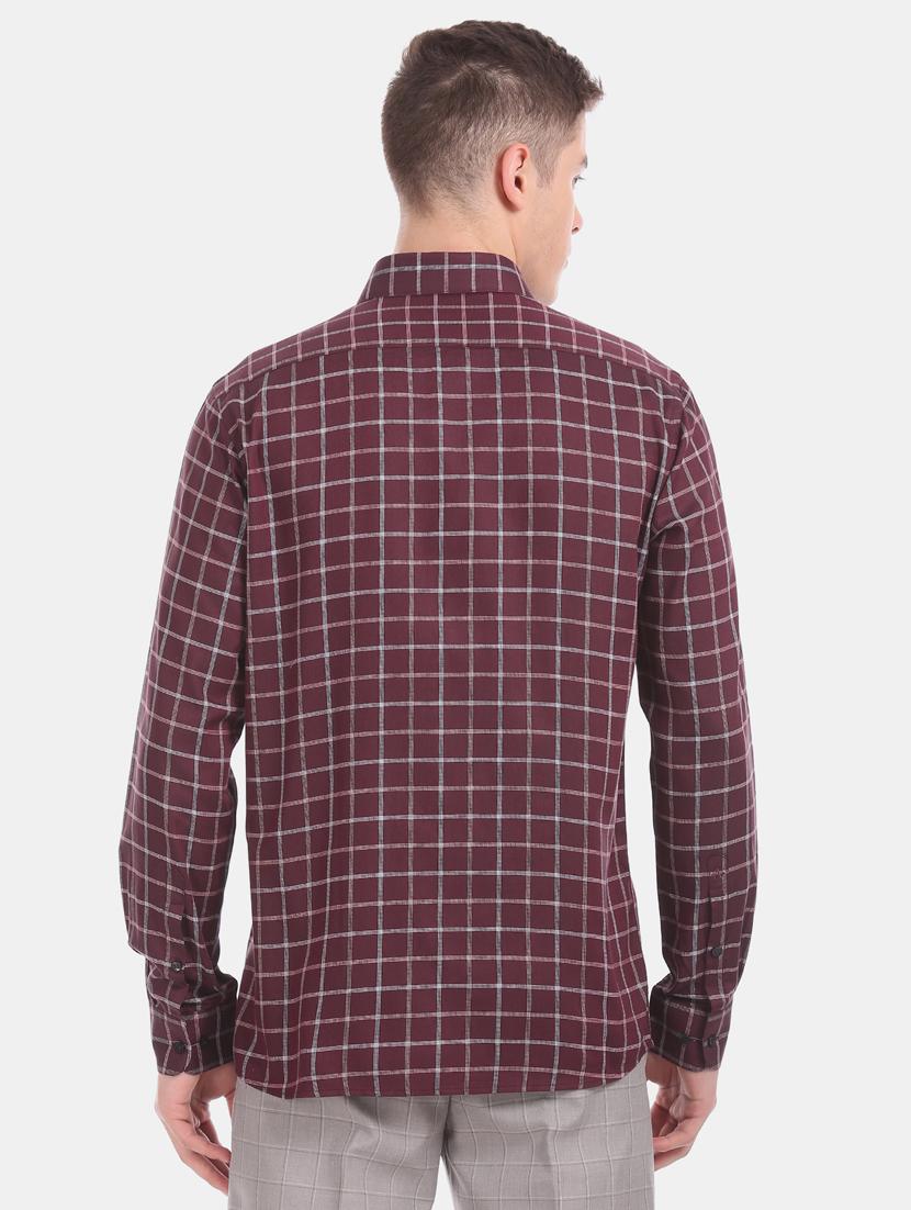 maroon checkered formal shirt - 17618088 - Zoom Image - 4