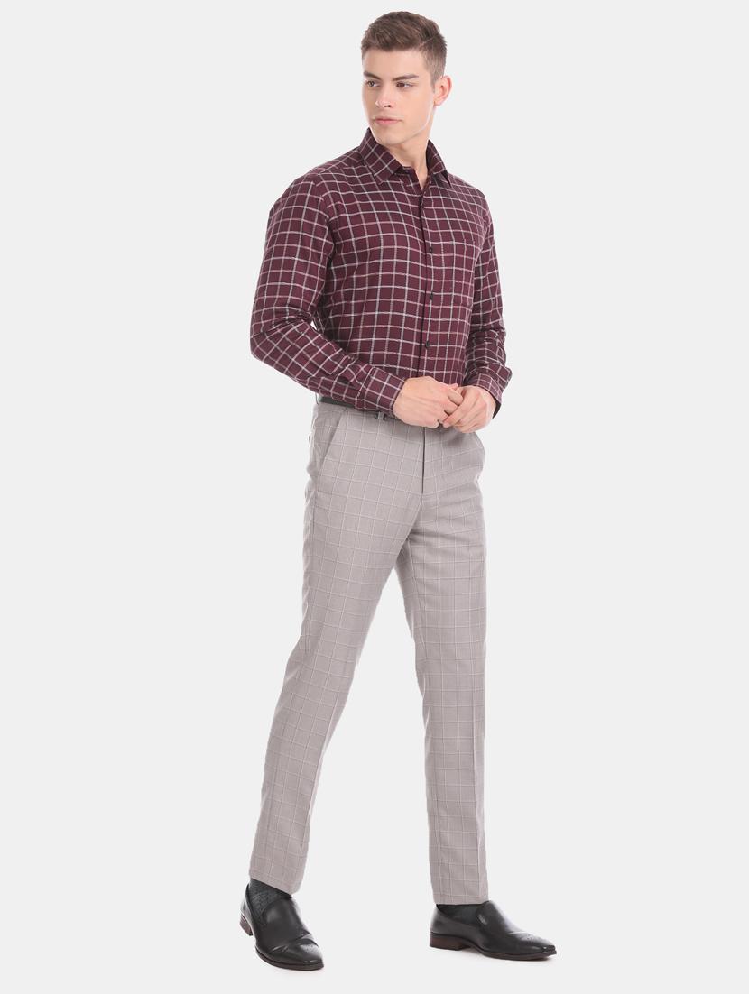 maroon checkered formal shirt - 17618088 - Zoom Image - 5