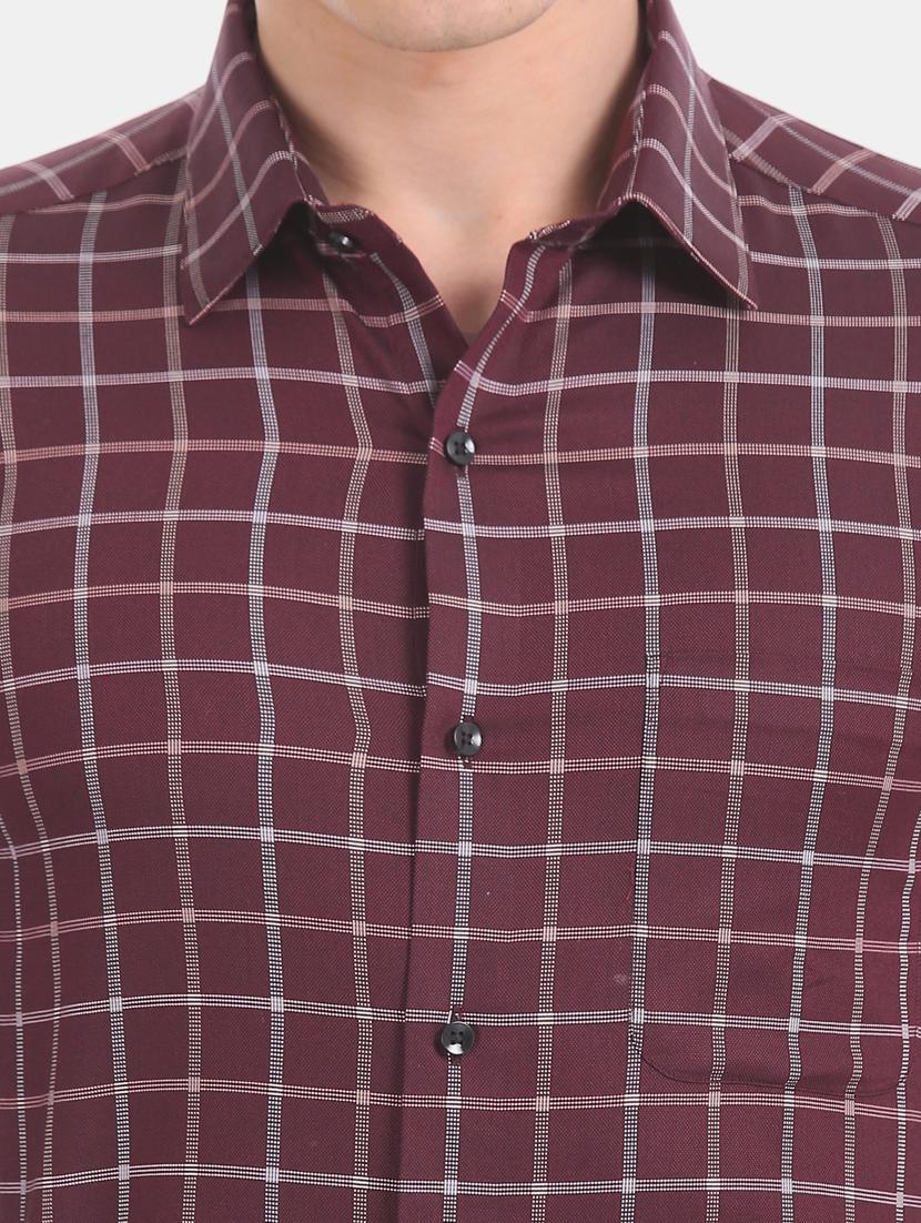 maroon checkered formal shirt - 17618088 - Zoom Image - 6