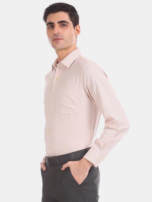 beige self design formal shirt - 17618090 - Very Small Image - 1