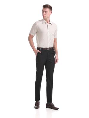 beige printed linen formal shirt - 17618105 - Standard Image - 4