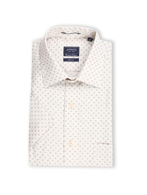 beige printed linen formal shirt - 17618105 - Standard Image - 5