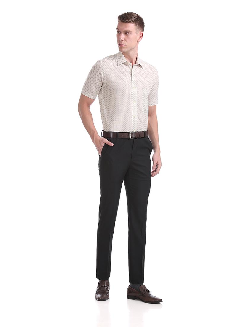 beige printed linen formal shirt - 17618105 - Zoom Image - 4