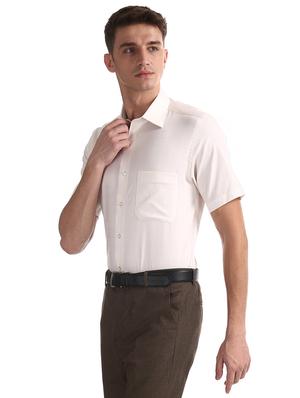 beige solid formal shirt - 17618114 - Standard Image - 2
