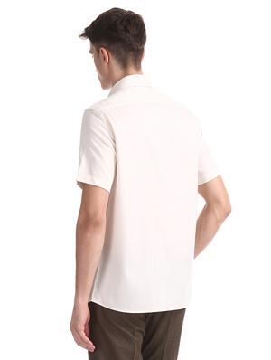 beige solid formal shirt - 17618114 - Standard Image - 3