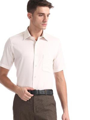 beige solid formal shirt - 17618114 - Standard Image - 5