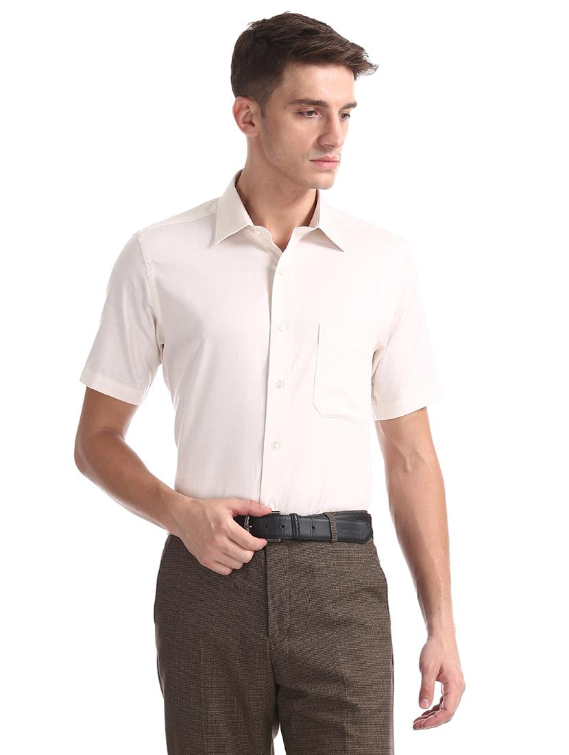 beige solid formal shirt - 17618114 - Zoom Image - 1