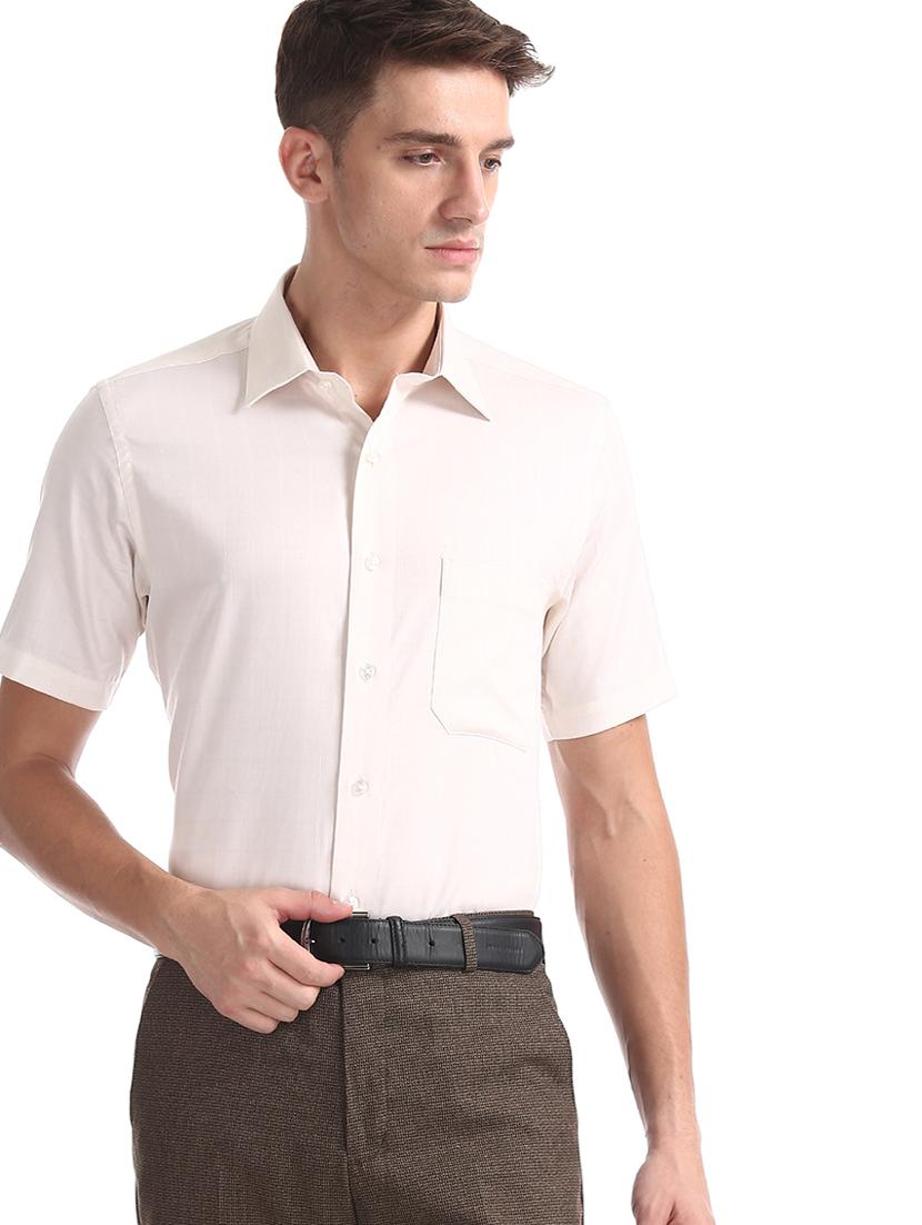 beige solid formal shirt - 17618114 - Zoom Image - 5