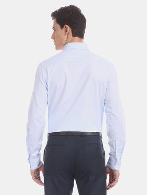 blue self design formal shirt - 17618122 - Standard Image - 3