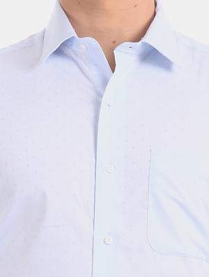 blue self design formal shirt - 17618122 - Standard Image - 6