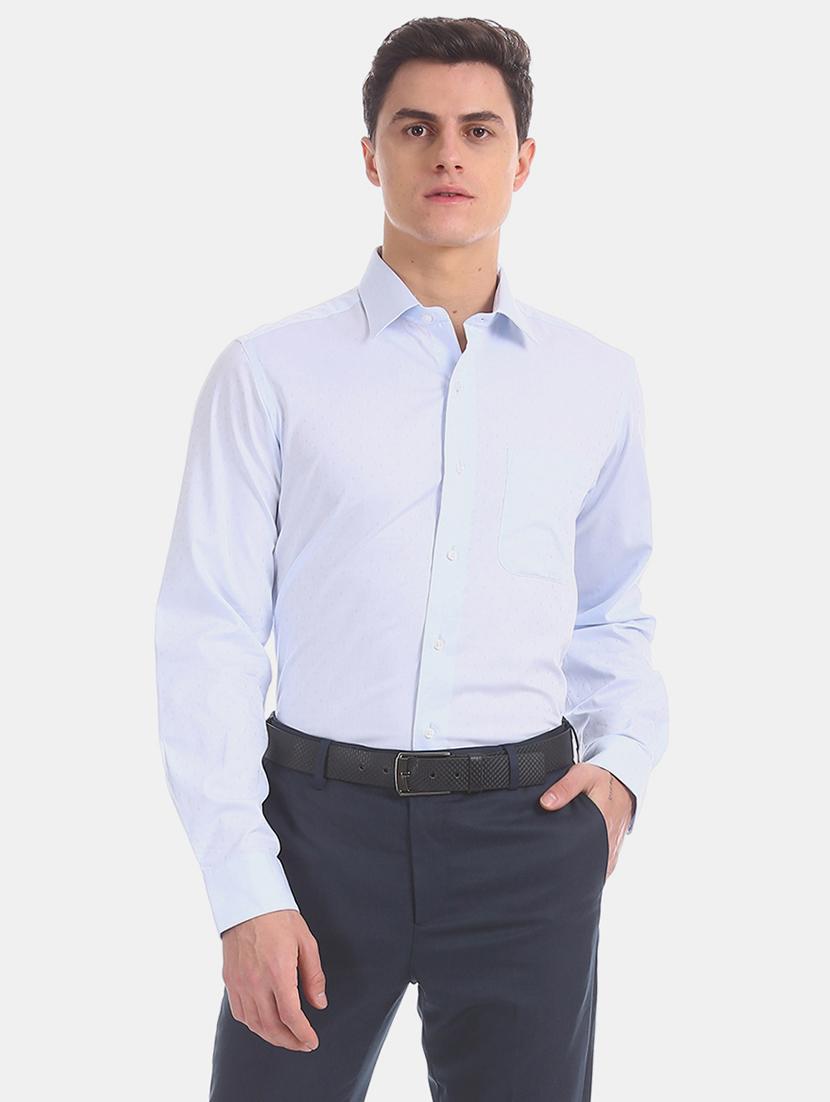 blue self design formal shirt - 17618122 - Zoom Image - 1