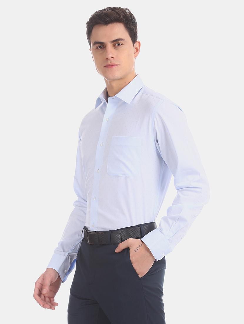 blue self design formal shirt - 17618122 - Zoom Image - 2