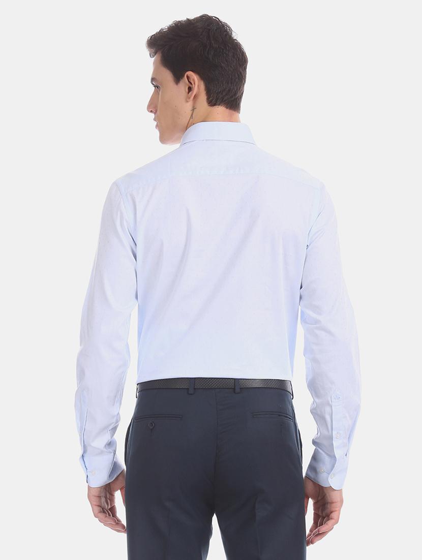blue self design formal shirt - 17618122 - Zoom Image - 3