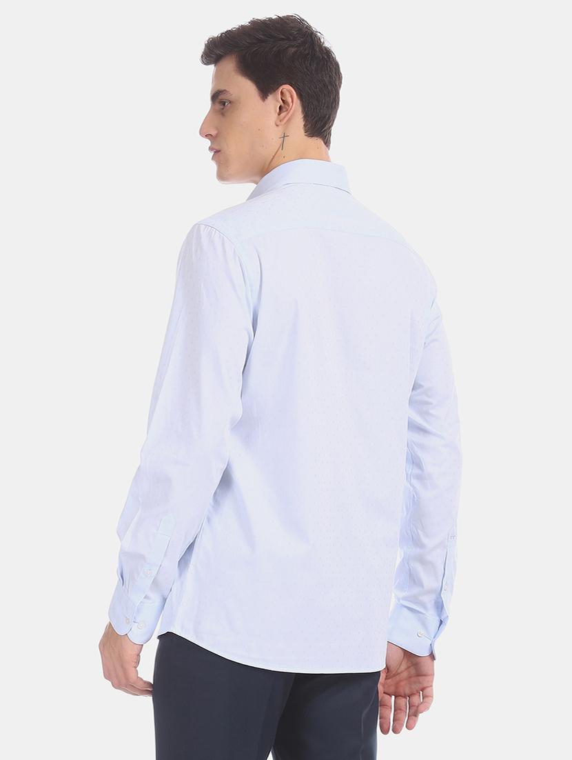 blue self design formal shirt - 17618122 - Zoom Image - 4