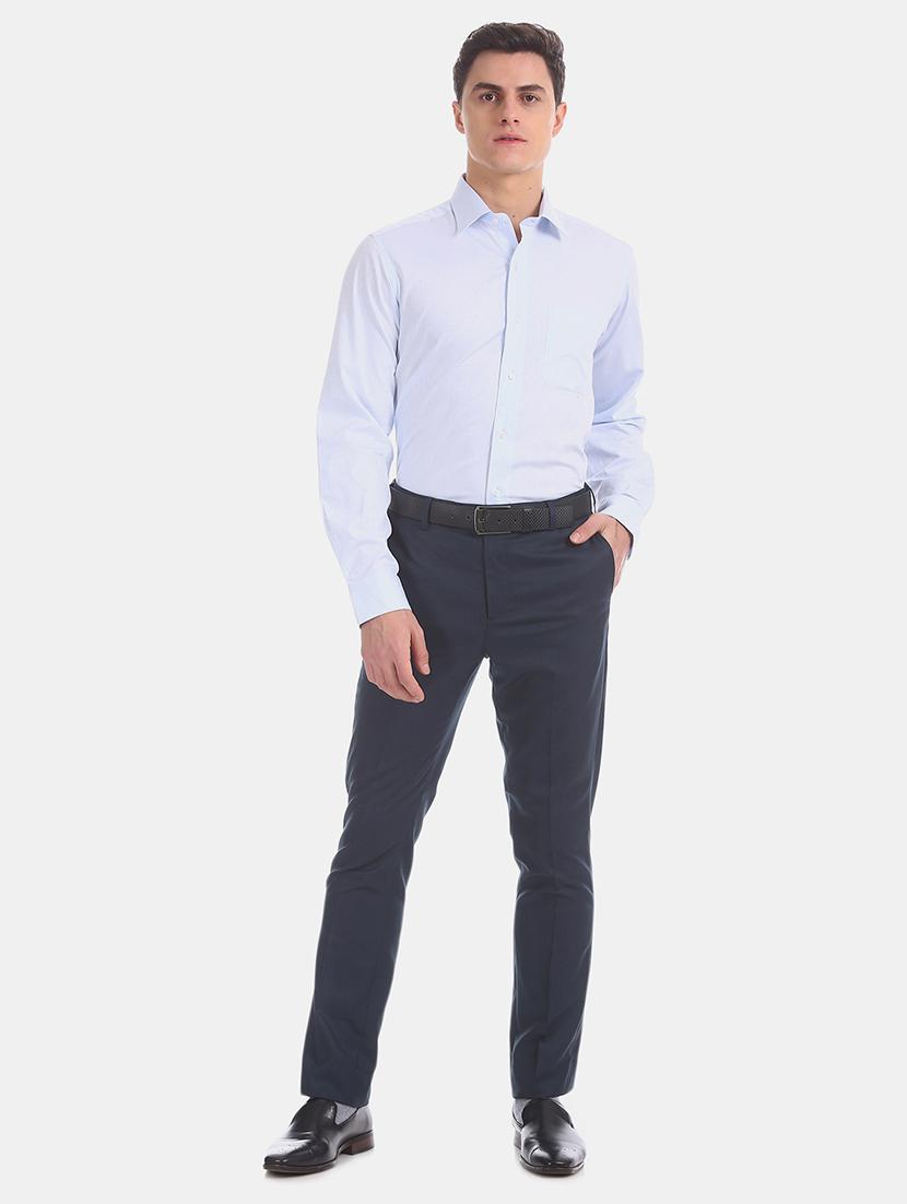 blue self design formal shirt - 17618122 - Zoom Image - 5