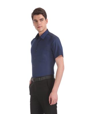 navy blue self design formal shirt - 17618129 - Standard Image - 2
