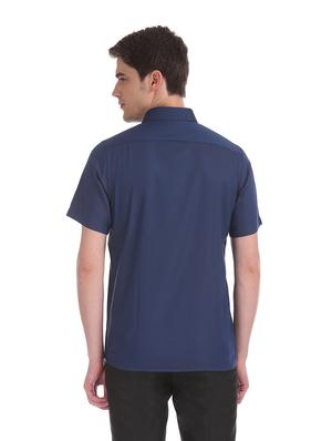 navy blue self design formal shirt - 17618129 - Standard Image - 4