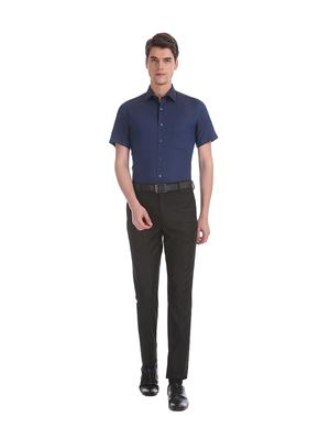 navy blue self design formal shirt - 17618129 - Standard Image - 5