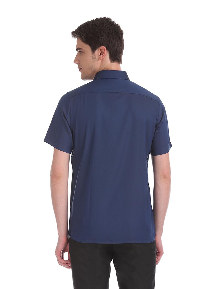 navy blue self design formal shirt - 17618129 - Zoom Image - 4