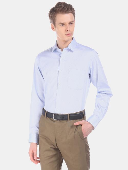 blue self design formal shirt - 17618143 - Standard Image - 1