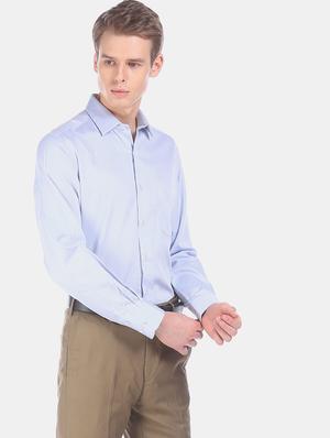 blue self design formal shirt - 17618143 - Standard Image - 2