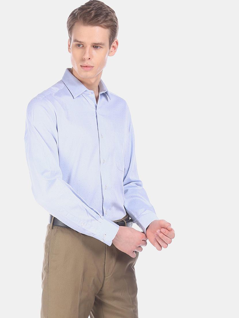 blue self design formal shirt - 17618143 - Zoom Image - 2