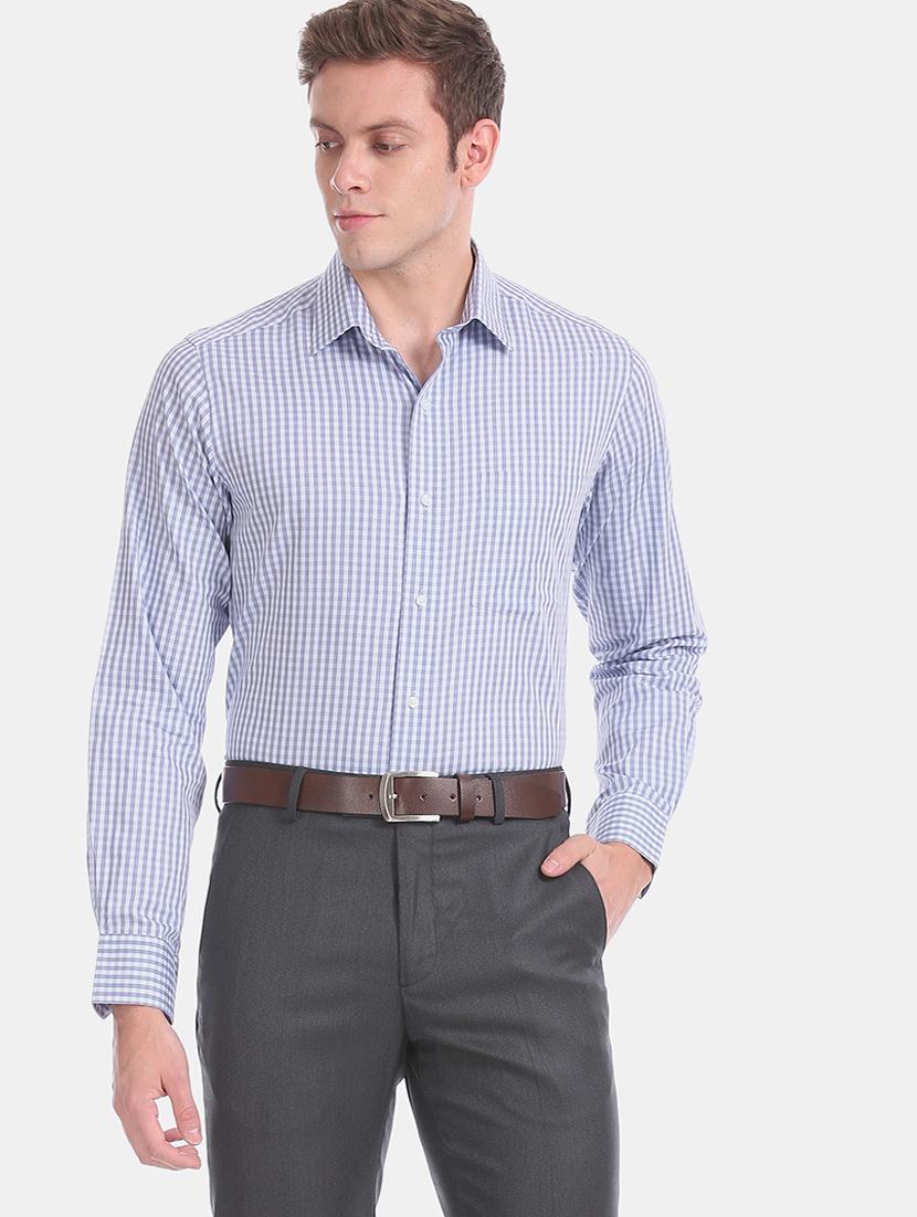 blue checkered formal shirt - 17618144 - Zoom Image - 1