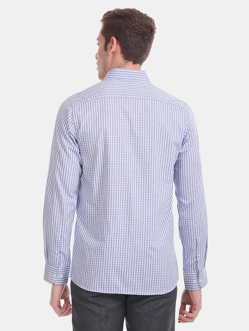 blue checkered formal shirt - 17618144 - Zoom Image - 3