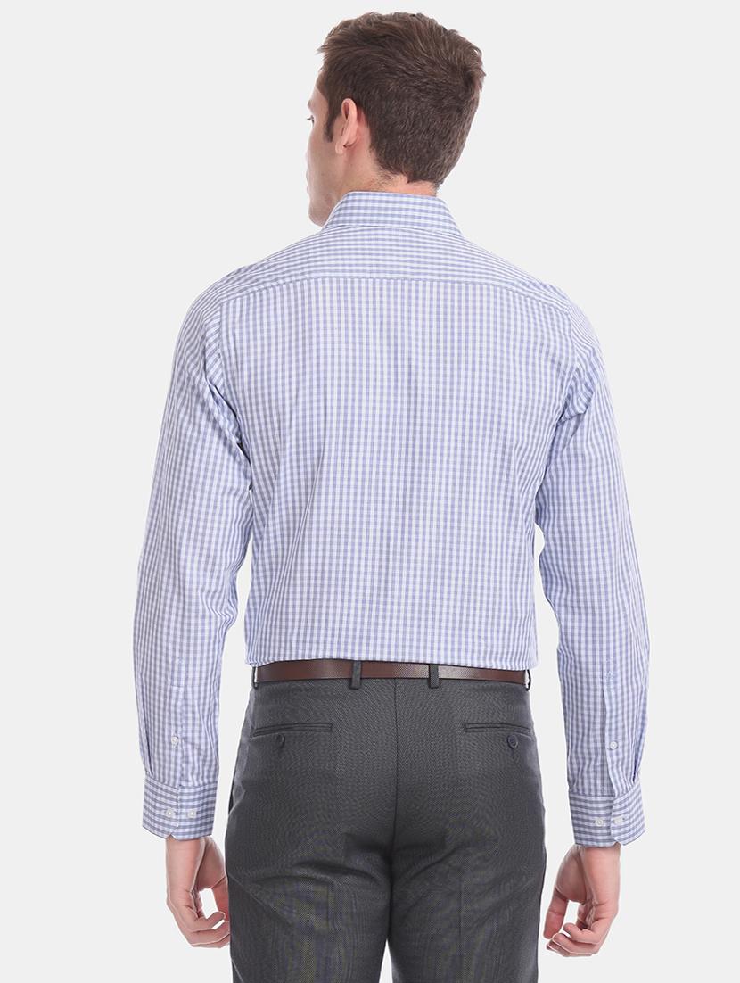 blue checkered formal shirt - 17618144 - Zoom Image - 4
