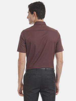 brown solid formal shirt - 17618148 - Standard Image - 3