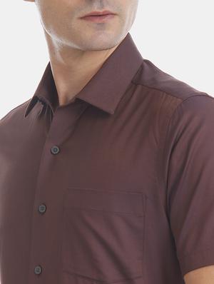 brown solid formal shirt - 17618148 - Standard Image - 6