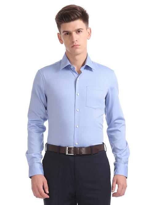blue self design formal shirt - 17618152 - Very Small Image - 1
