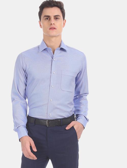 blue self design formal shirt - 17618178 - Standard Image - 1