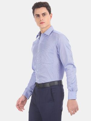 blue self design formal shirt - 17618178 - Standard Image - 2