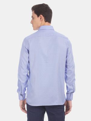 blue self design formal shirt - 17618178 - Standard Image - 3