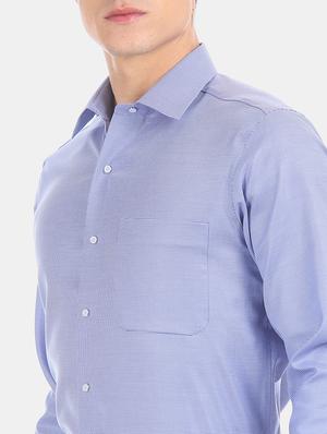 blue self design formal shirt - 17618178 - Standard Image - 6