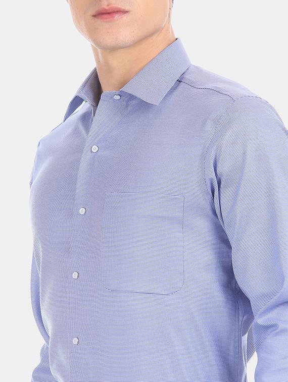 blue self design formal shirt - 17618178 - Zoom Image - 6