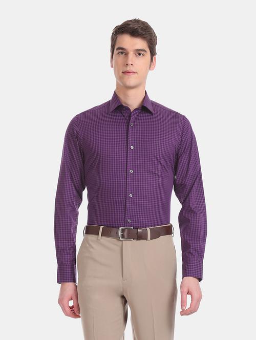 purple checkered formal shirt - 17618203 - Standard Image - 1