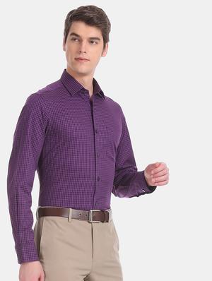 purple checkered formal shirt - 17618203 - Standard Image - 2