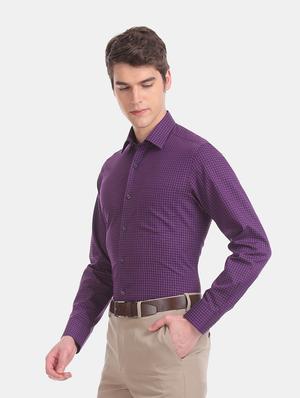 purple checkered formal shirt - 17618203 - Standard Image - 3