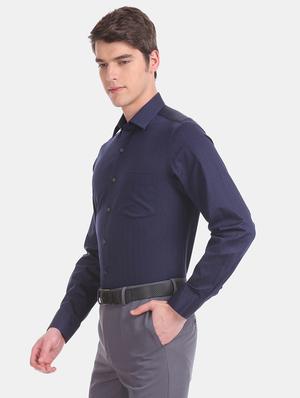 navy blue printed formal shirt - 17618205 - Standard Image - 2