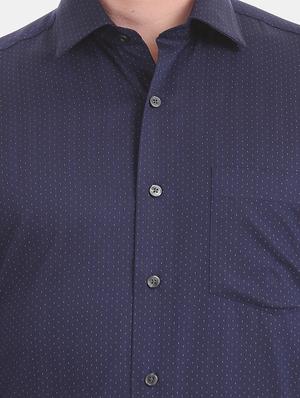 navy blue printed formal shirt - 17618205 - Standard Image - 6