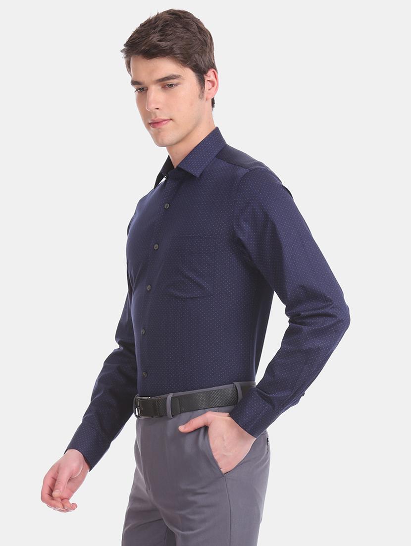 navy blue printed formal shirt - 17618205 - Zoom Image - 2