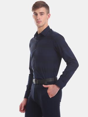 navy blue striped formal shirt - 17618209 - Standard Image - 2