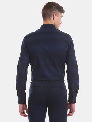 navy blue striped formal shirt - 17618209 - Standard Image - 3