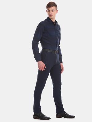 navy blue striped formal shirt - 17618209 - Standard Image - 5