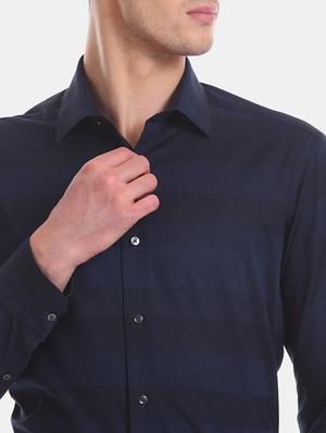 navy blue striped formal shirt - 17618209 - Standard Image - 6