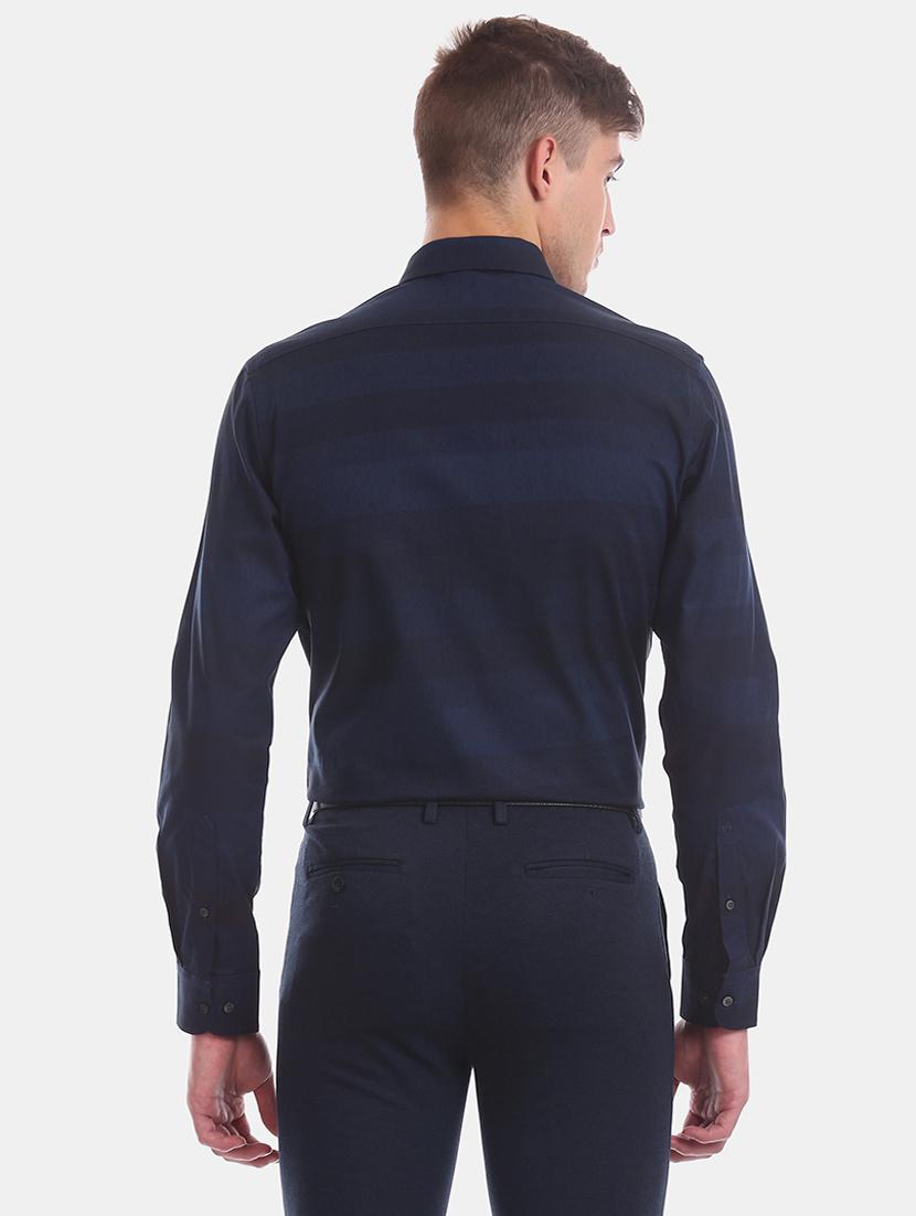 navy blue striped formal shirt - 17618209 - Zoom Image - 3