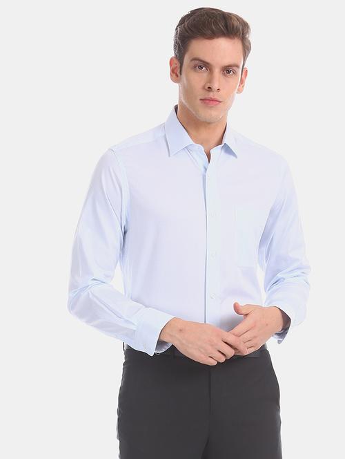 blue self design formal shirt - 17618210 - Standard Image - 1