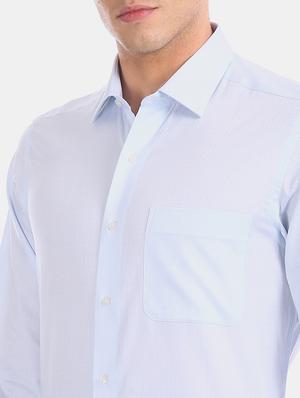 blue self design formal shirt - 17618210 - Standard Image - 6